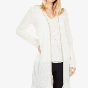 Lilly Pulitzer Yana Long Cardigan Sweater NWT Large Gold Trim Cream LG